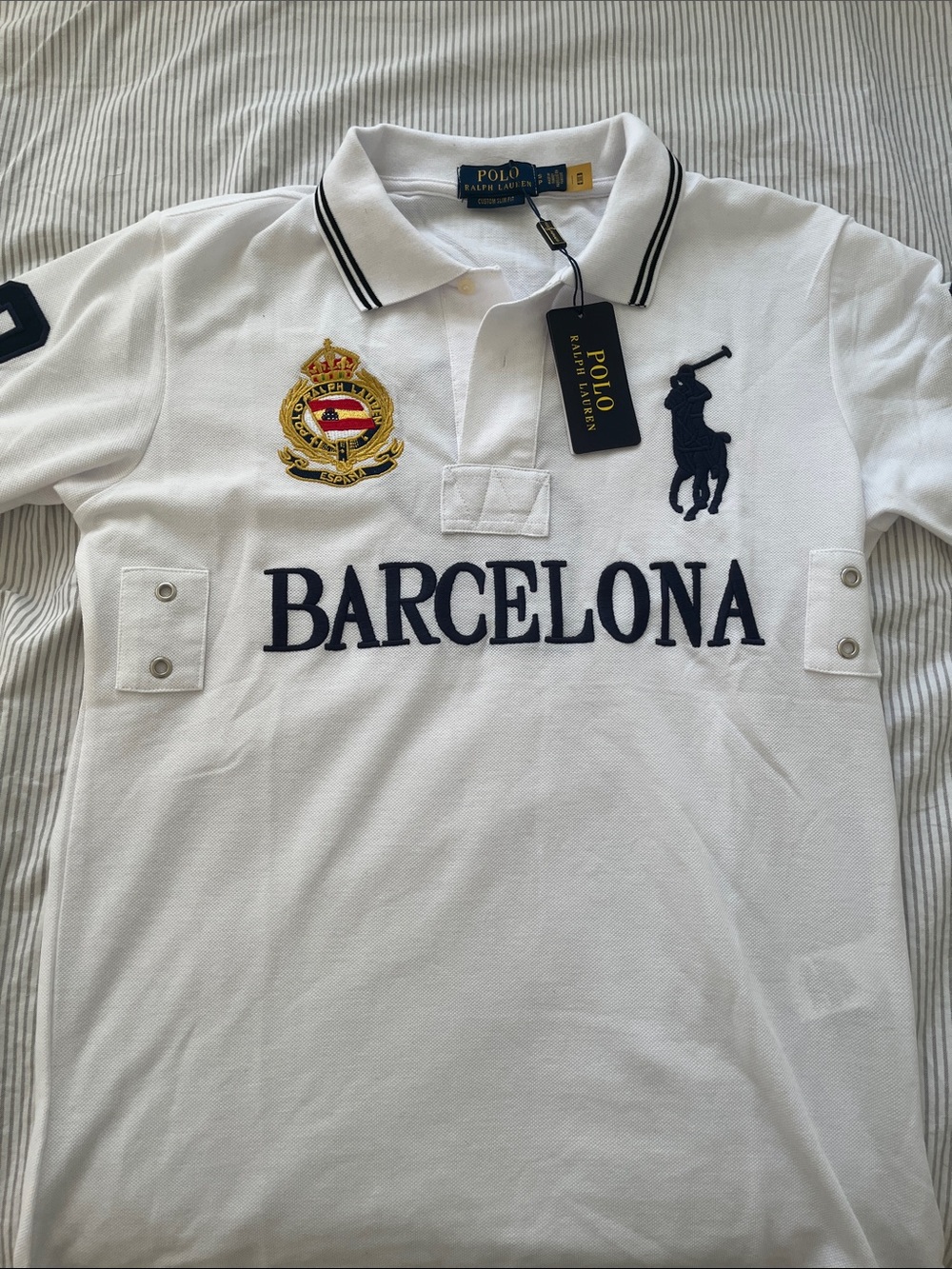 Polo by Ralph Lauren White Barcelona Embroidered Polo Shirt